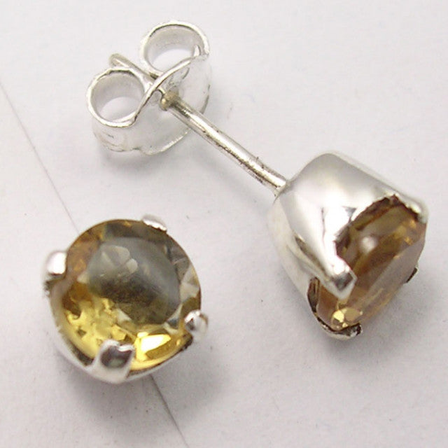 Cercei Argint 925 cu Citrin, 0.7 cm lungime
