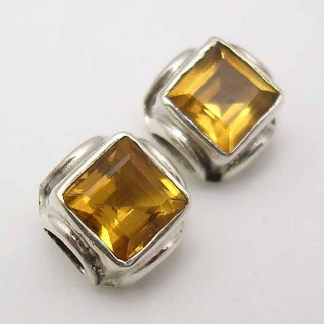 Cercei Argint 925 cu Citrin, 0.7 cm lungime