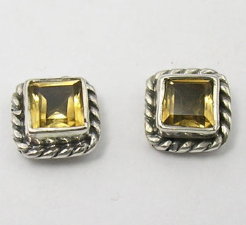 Cercei Argint 925 cu Citrin, 0.7 cm lungime