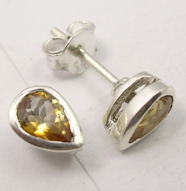 Cercei Argint 925 cu Citrin, 0.8 cm lungime