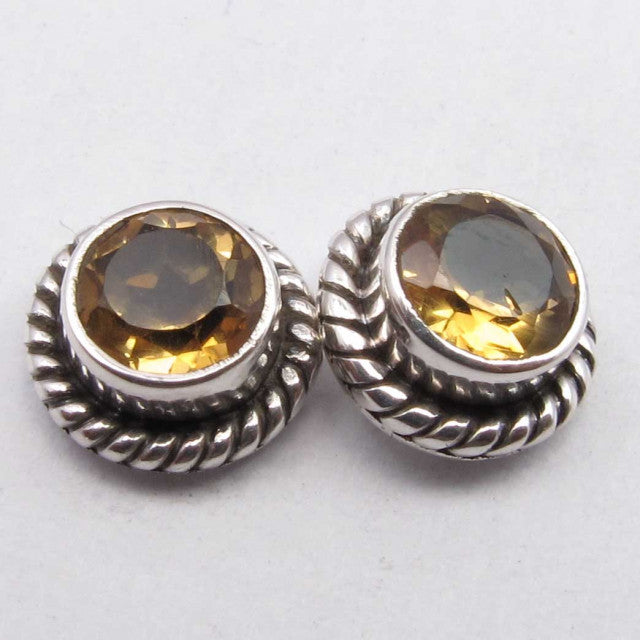 Cercei Argint 925 cu Citrin, 0.8 cm lungime