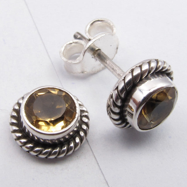 Cercei Argint 925 cu Citrin, 0.8 cm lungime