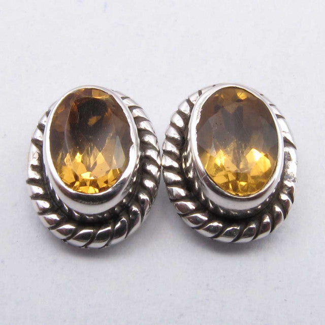 Cercei Argint 925 cu Citrin, 0.9 cm lungime