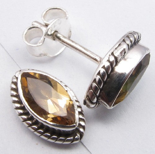 Cercei Argint 925 cu Citrin, 1.1 cm lungime