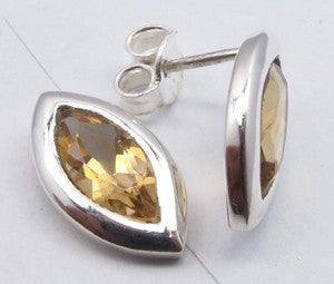 Cercei Argint 925 cu Citrin, 1.5 cm lungime