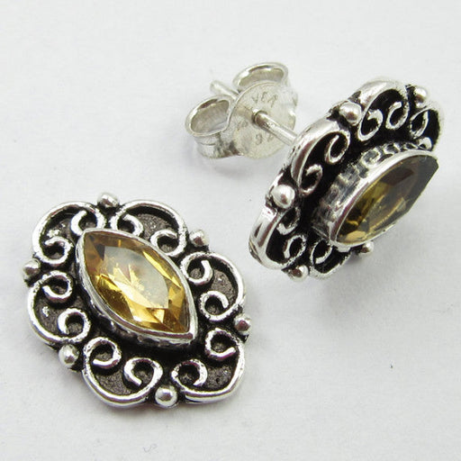 Cercei Argint 925 cu Citrin 1.5 cm lungime