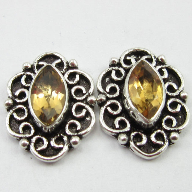 Cercei Argint 925 cu Citrin 1.5 cm lungime