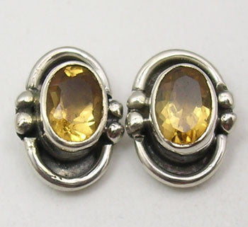 Cercei Argint 925 cu Citrin, 1 cm lungime