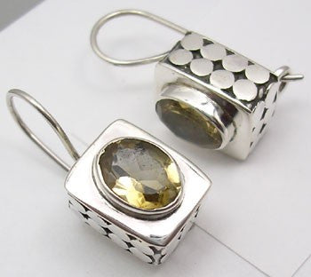 Cercei Argint 925 cu Citrin , 2.1 cm lungime