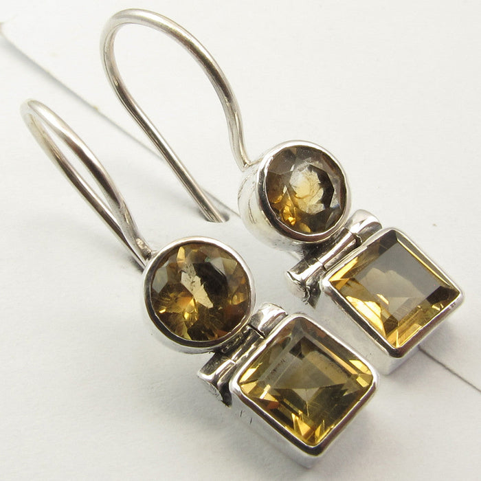 Cercei Argint 925 cu Citrin 2,5 cm lungime