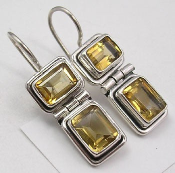 Cercei Argint 925 cu Citrin, 2.9 cm lungime