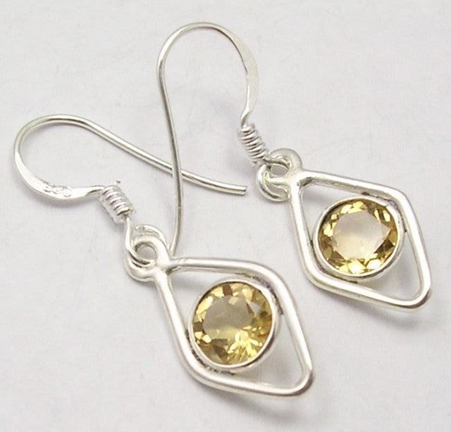 Cercei Argint 925 cu Citrin, 3.2 cm lungime