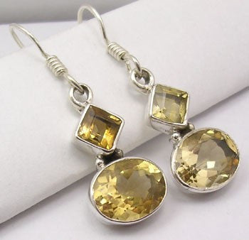 Cercei Argint 925 cu Citrin, 3.4 cm lungime