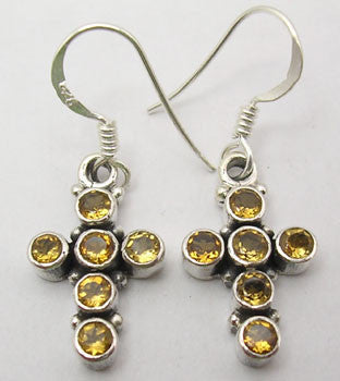 Cercei Argint 925 cu Citrin, 3.4 cm lungime