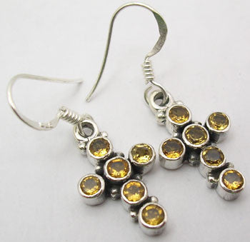 Cercei Argint 925 cu Citrin, 3.4 cm lungime