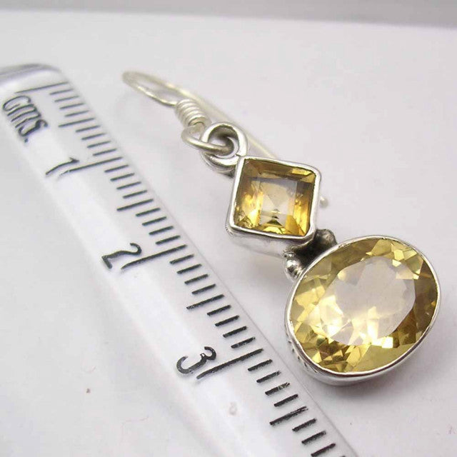 Cercei Argint 925 cu Citrin, 3.4 cm lungime