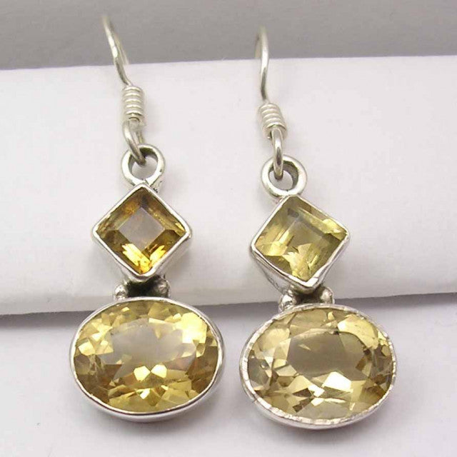 Cercei Argint 925 cu Citrin, 3.4 cm lungime