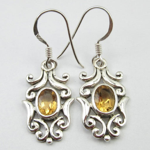 Cercei Argint 925 cu Citrin 3,5 cm lungime