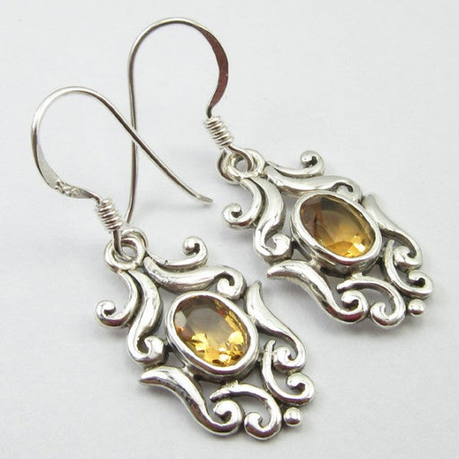 Cercei Argint 925 cu Citrin 3,5 cm lungime