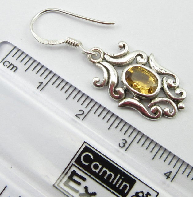 Cercei Argint 925 cu Citrin 3,5 cm lungime