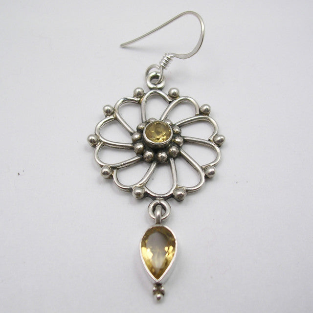 Cercei Argint 925 cu Citrin, 3.5 cm lungime