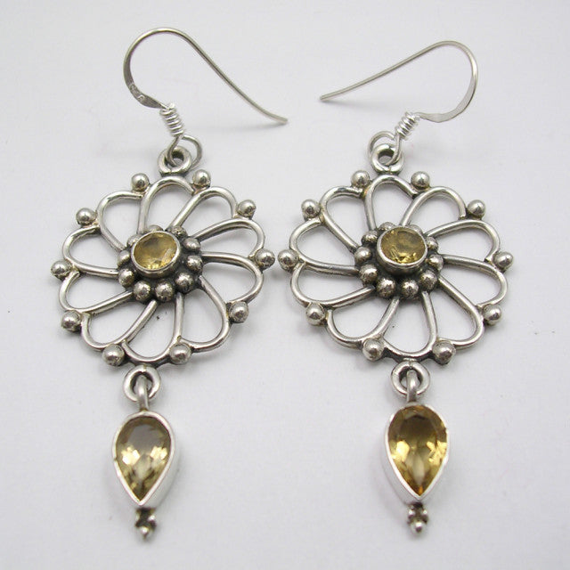 Cercei Argint 925 cu Citrin, 3.5 cm lungime