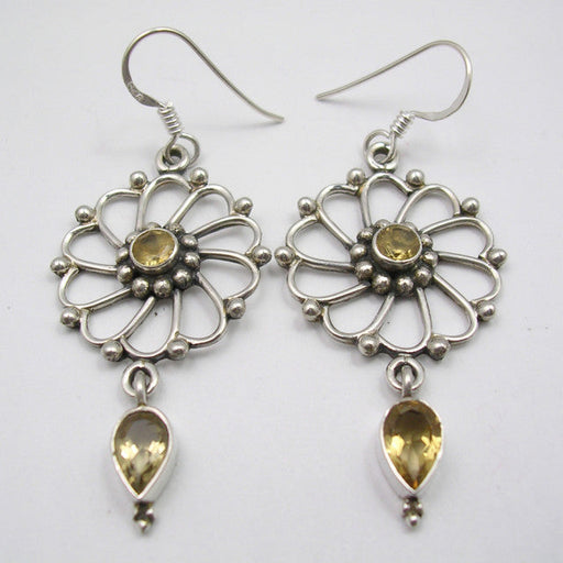 Cercei Argint 925 cu Citrin, 3.5 cm lungime