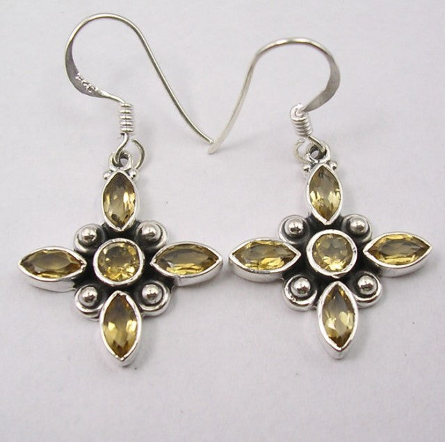 Cercei Argint 925 cu Citrin, 3,6 cm lungime