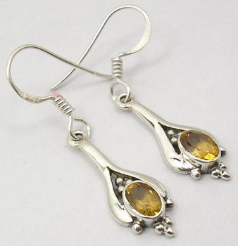 Cercei Argint 925 cu Citrin 3,6 cm lungime
