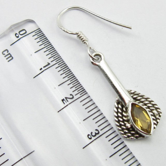 Cercei Argint 925 cu Citrin 3,6 cm lungime