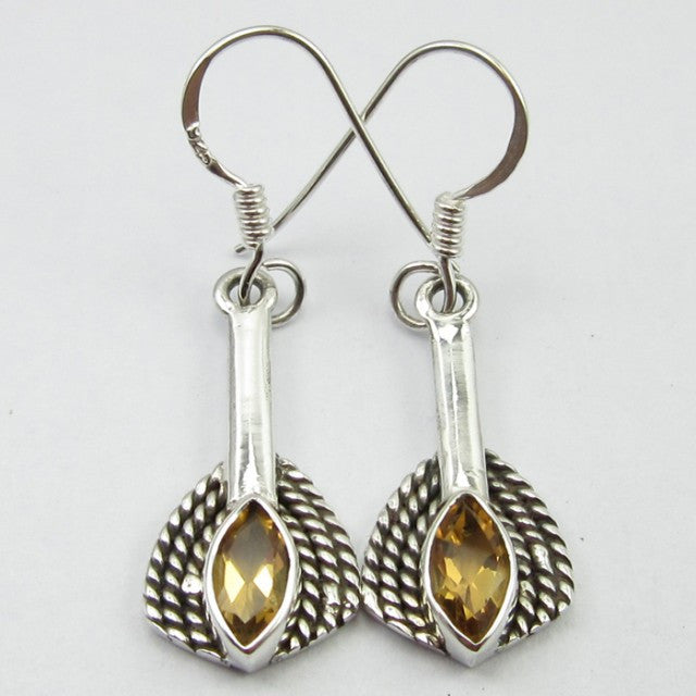 Cercei Argint 925 cu Citrin 3,6 cm lungime