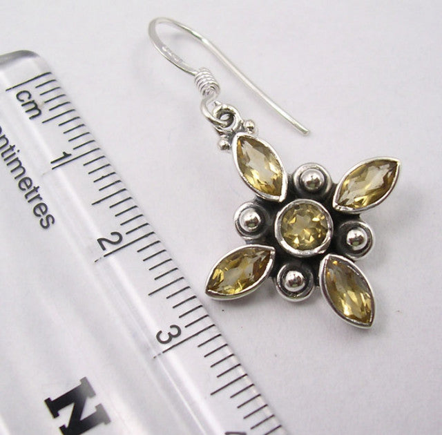 Cercei Argint 925 cu Citrin, 3,6 cm lungime