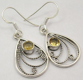 Cercei Argint 925 cu Citrin, 3.8 cm lungime