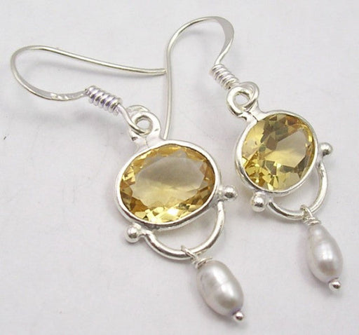 Cercei Argint 925 cu Citrin, 3.9 cm lungime