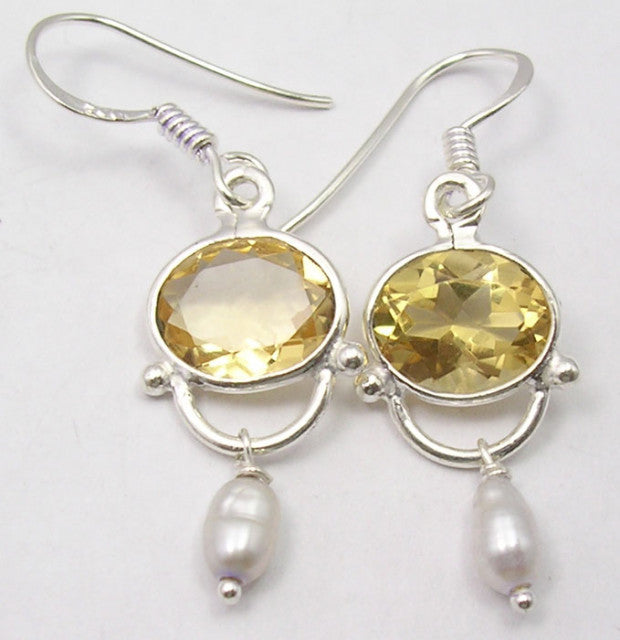 Cercei Argint 925 cu Citrin, 3.9 cm lungime