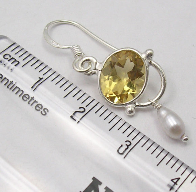 Cercei Argint 925 cu Citrin, 3.9 cm lungime