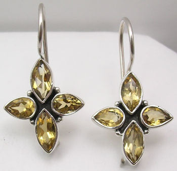 Cercei Argint 925 cu Citrin, 3 cm lungime