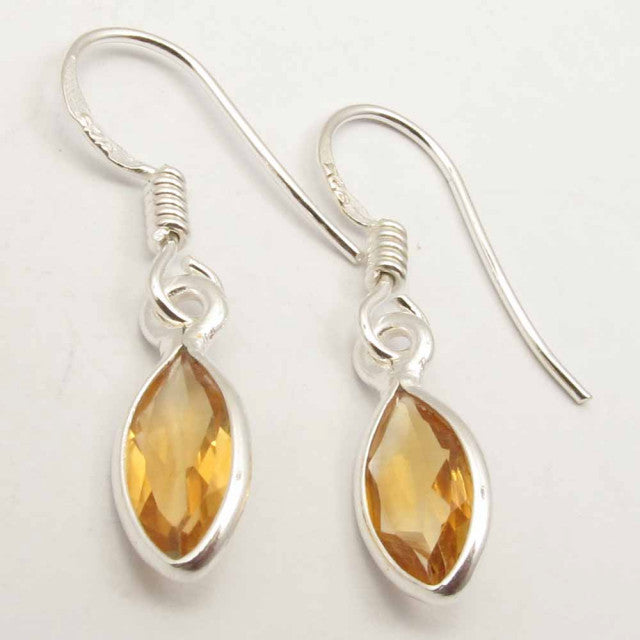 Cercei Argint 925 cu Citrin, 3 cm lungime