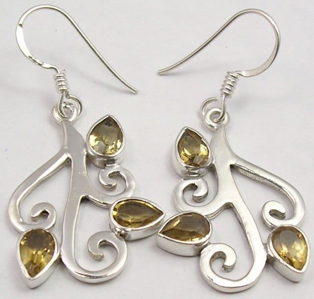 Cercei Argint 925 cu Citrin, 4,1 cm lungime