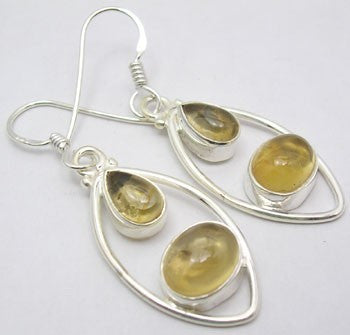 Cercei Argint 925 cu Citrin, 4.2 cm lungime