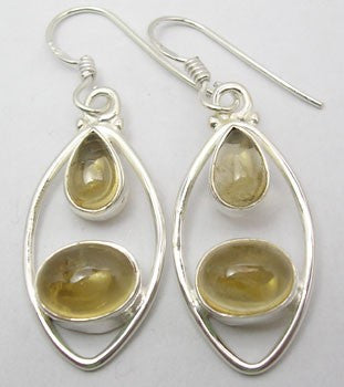 Cercei Argint 925 cu Citrin, 4.2 cm lungime