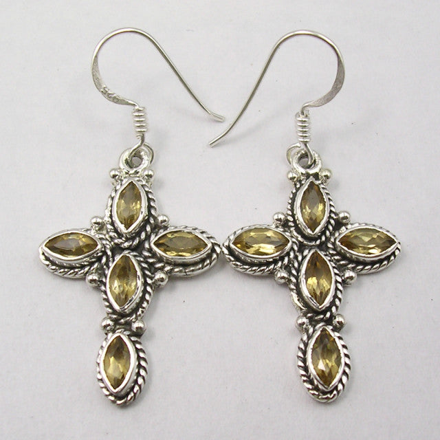 Cercei Argint 925 cu Citrin, 4.3 cm lungime