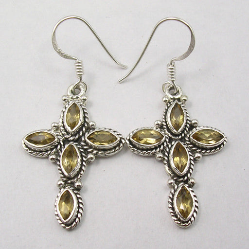 Cercei Argint 925 cu Citrin, 4.3 cm lungime