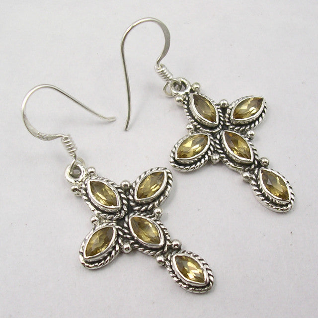 Cercei Argint 925 cu Citrin, 4.3 cm lungime