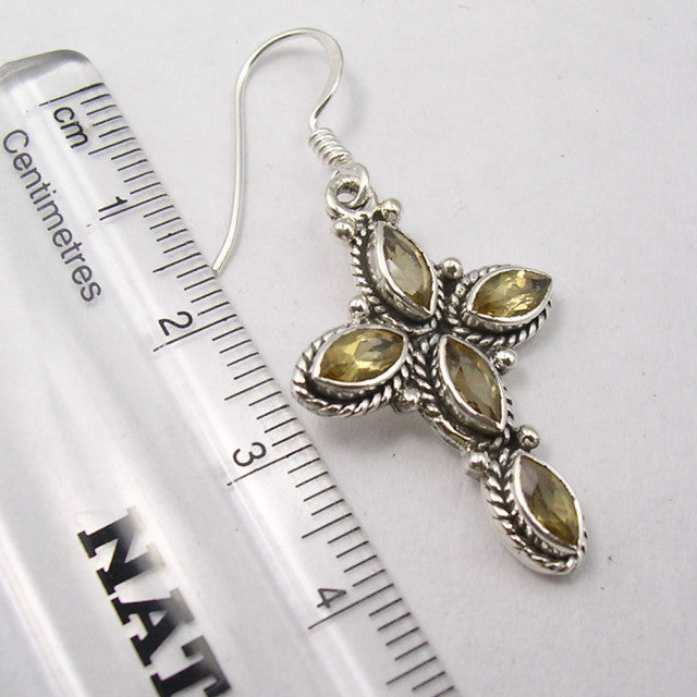 Cercei Argint 925 cu Citrin, 4.3 cm lungime