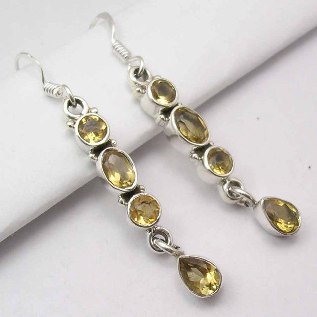 Cercei Argint 925 cu Citrin 4,7 cm lungime