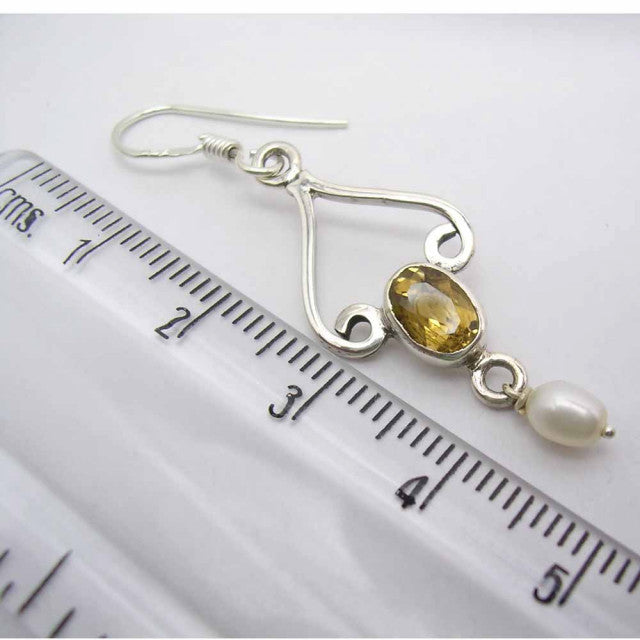 Cercei Argint 925 cu Citrin , 4.8 cm lungime