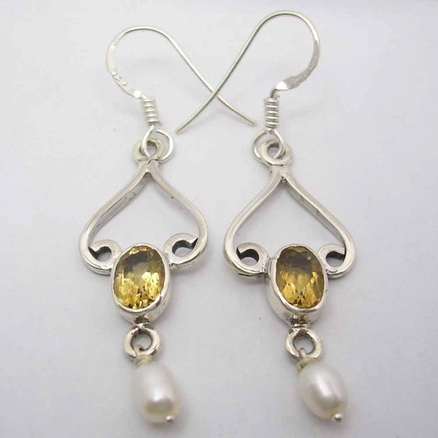Cercei Argint 925 cu Citrin , 4.8 cm lungime