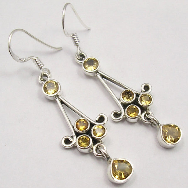 Cercei Argint 925 cu Citrin, 5.0 cm lungime