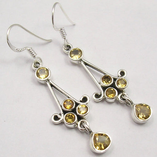 Cercei Argint 925 cu Citrin, 5.0 cm lungime